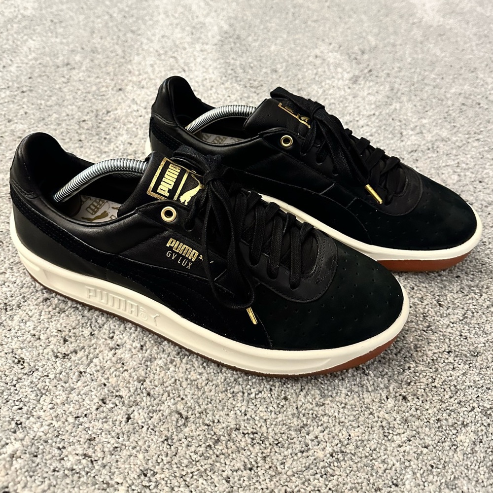 LIKE NEW Worn Once - Puma GV Lux Shoes, Black & Gold Accents - Mens US 10